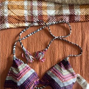 Roxy Purple and Pink Patterned Bikini Top